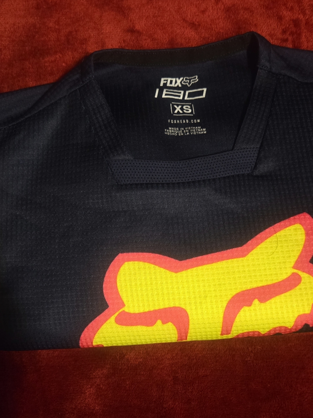 Fox Racing 180 Logo Mountain Bike Jersey - Black with Yellow & Red Logo